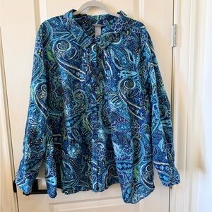 Catherines Vibrant Blue Paisley Shirt